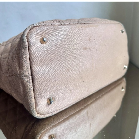 SOLD Dior  leather & coated canvas  Cannage Panarea  bag in Rosata pink / beige - Picture 7 of 10
